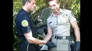 Three ass licking gay cops nigh head and bang ass before jizzing their cum loads